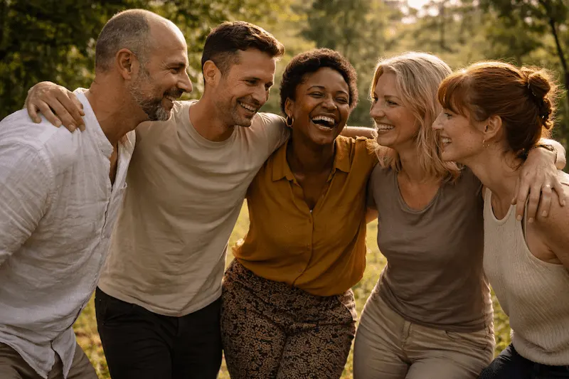 Connexion profonde entre participants lors d'une retraite psilocybine